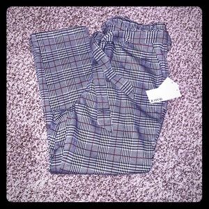 NWT Ladies Paperbag Plaid Trousers